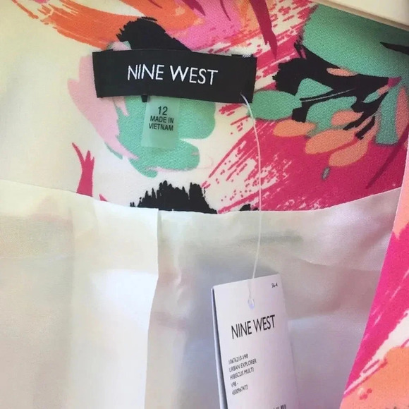 NEW Nine West Women’s Size 12 Ruffle Sleeve Pink Floral Blazer Jacket - Picture 6 of 7